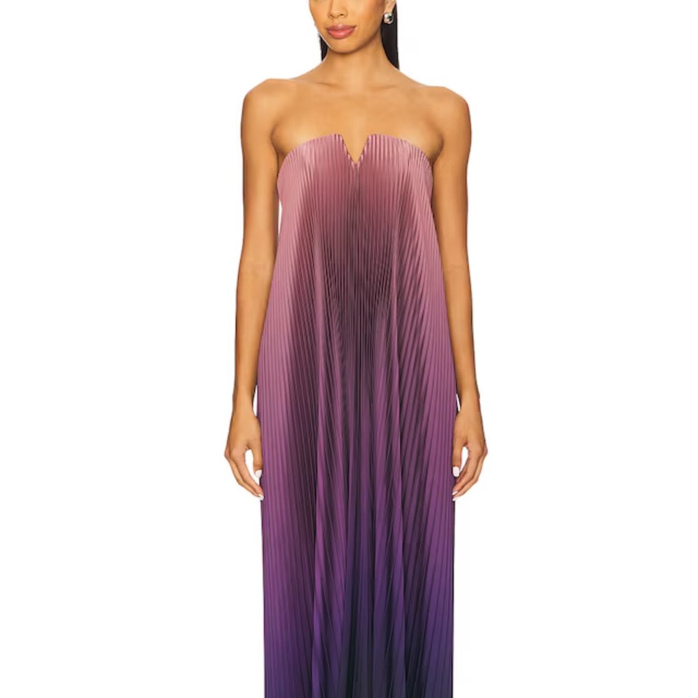 L’Idee Pleated Ombre Maxi Dress - Purple to Black from REVOLVE